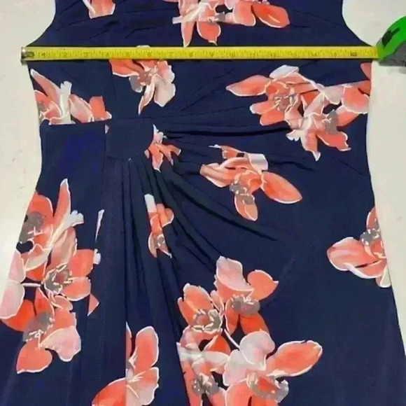 Connected Apparel Faux Wrap Floral Sheath Boatneck Dress Size:10 - Picture 6 of 9